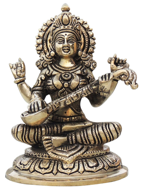 Brass Saraswati Ji Statue 2.16kg